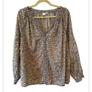 Gap Womens Cottagecore Blue & Yellow  Ditzy Floral Puff Sleeve Tunic Size XL